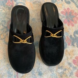 By Far Black walker Suede Horsebit Clog Mules Size 39 (6.5)